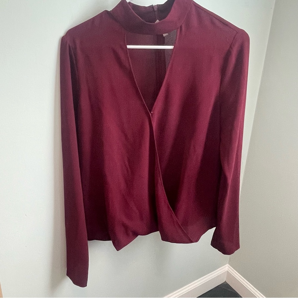 WAYF Burgundy Long Sleeve Blouse